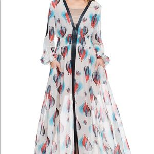 Shear White Multiple dress with faux leather trim